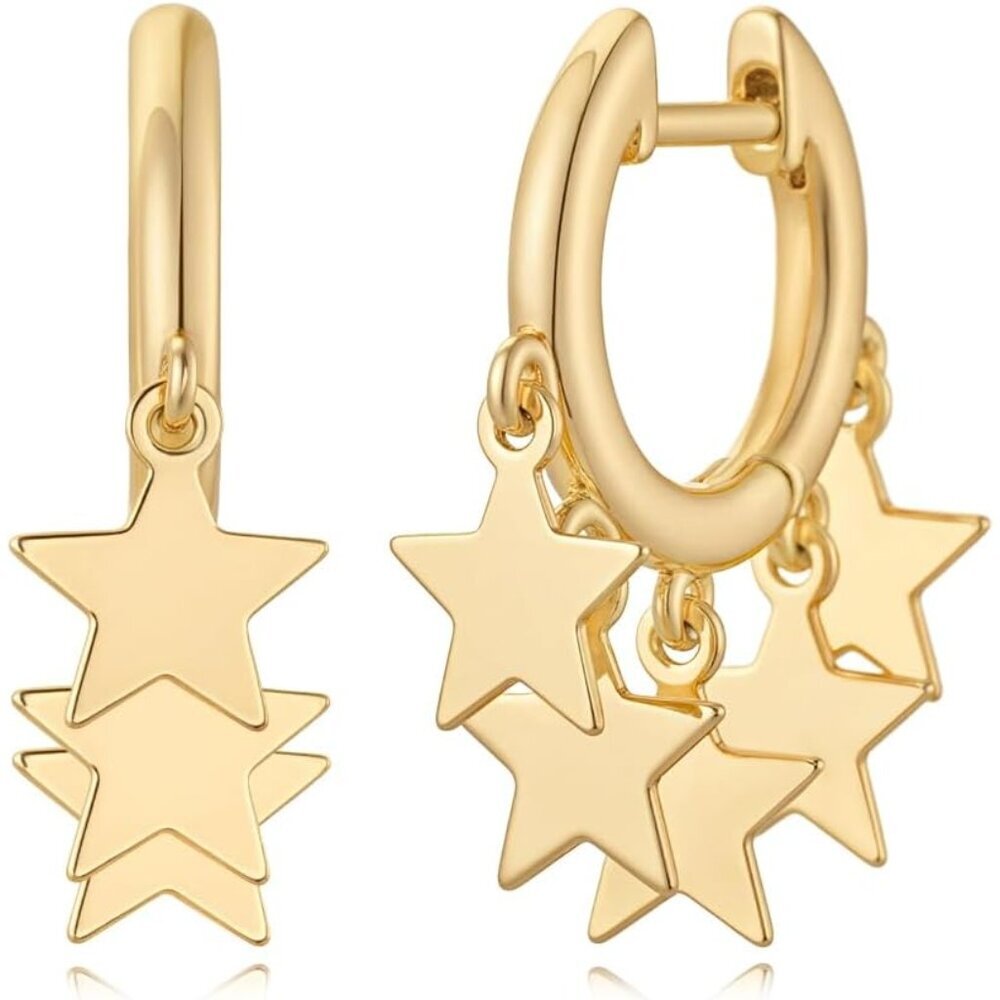 Women Earrings Gold Huggie Hoop Ear Stud Cuff 14K Small Simple Hypoallergenic Ev